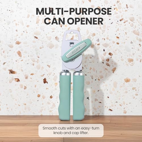 Image of Zulay Kitchen Manual Can Opener Heavy Duty Patented Stainless Steel, Mint
