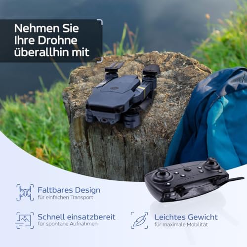 Faltbare Drohne mit Kamera – RC Quadcopter, 1080P HD, FPV, Altitude Hold, 360° Flips, Headless Mode, WiFi, Ausführung: Akkus variabel (Akkus: 2 St.) – Bild 6