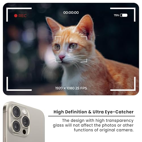 Image of ArmourPro Premium Camera Lens Protector Tempered Glass Compatible For iPhone 15 Pro max and iPhone 15 Pro Tough HD Individual Aluminum Alloy Rings 9H Camera Cover , Scratch-Resistant,Camera Lens Protection| Titanium White