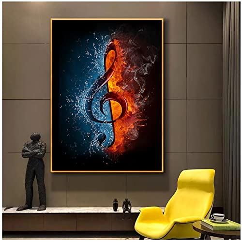 Creatieve Muziek Gitaar Muzieknoot Posters Print Moderne Kunst Foto Thuis Muur Decor Canvas Schilderij (30x40 cm/11,8… - Image 4