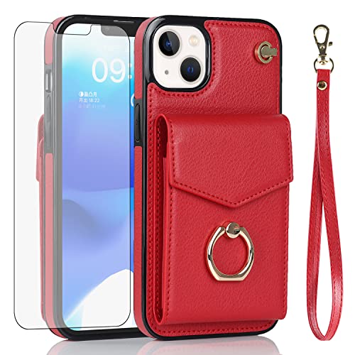Asuwish Funda de teléfono para IP 15 FQZHKB, color rojo