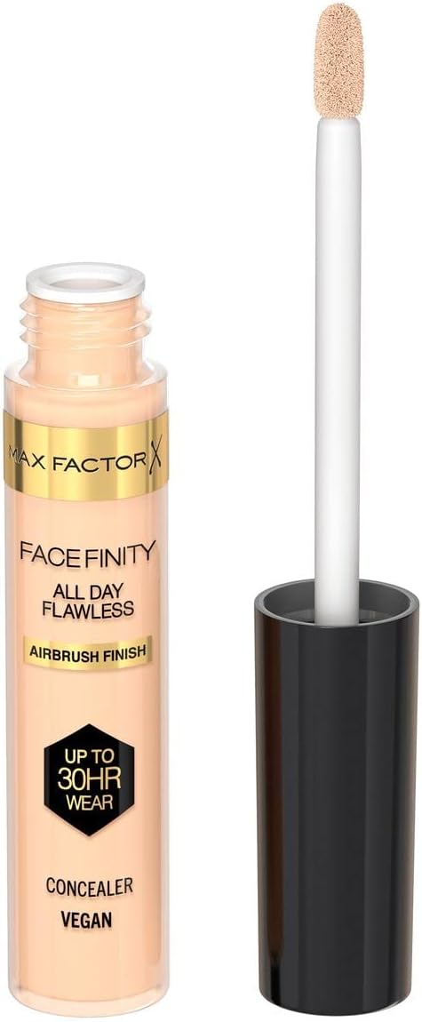 Max Factor Facefinity All Day Flawless Concealer - Liquid Concealer, Lightweight Concealer, Vegan Formula, Concealer for Dark Circles, Up To 30hr Wear, 8 Buildable Shades - 040, 7.8ml