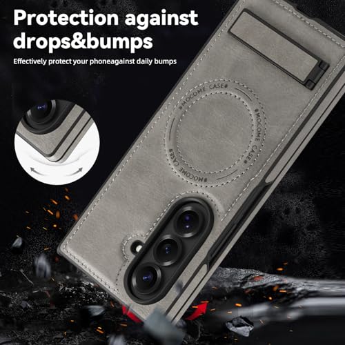 Image of Lunivop for Samsung Galaxy Z Fold 7 Case PU Leather Gray