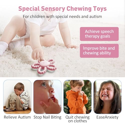 Image of 2 Pack Vibrating Teether for Baby, Sensory Chew Toys for Autistic Children & Teething Toys for Babies, USB Chargeable & 3X Vibration Setting Travel Essential Gift for Kids with Autism Toddler