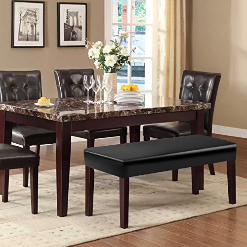 Image of SearchI Waterproof Dining Bench Cover, Stretch Washable Long Bench Seat Covers, Rectangle Dining Table Bench Slipover for Dining Room, Living Room, Kitchen(Pu Black)