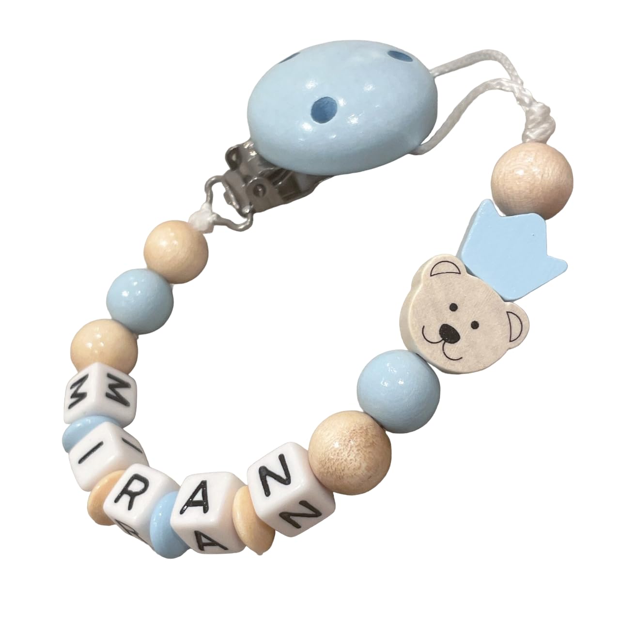 personalisierte gestaltetes Babygeschenk mit Namen für Mädchen Junge Baby Geschenk personalisiert zur Geburt & Taufe Motiv Bär & Krone mehrere Farben (Bär Krone Blau)