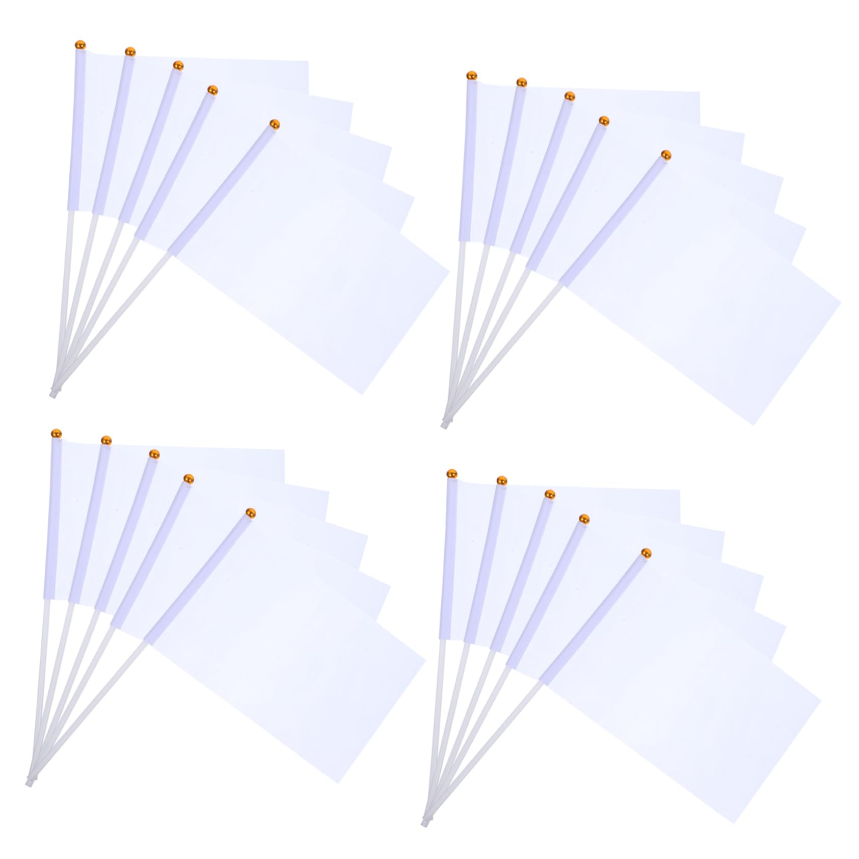 ibasenice 20Pcs White Waving Flags with Sturdy Flagpoles Portable Hand Cranked Bunting for Racing Fans Referees and Events Easy to Assemble Commanding Flags