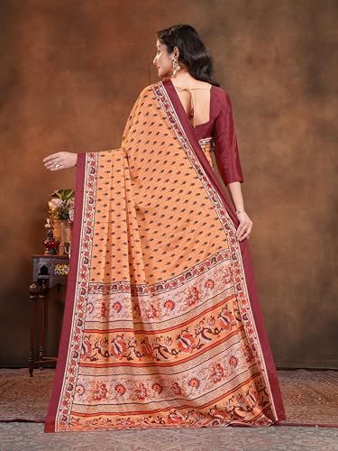 Image of Garden Vareli Floral Booti Print Crepe Saree With Unstitched Blouse Piece