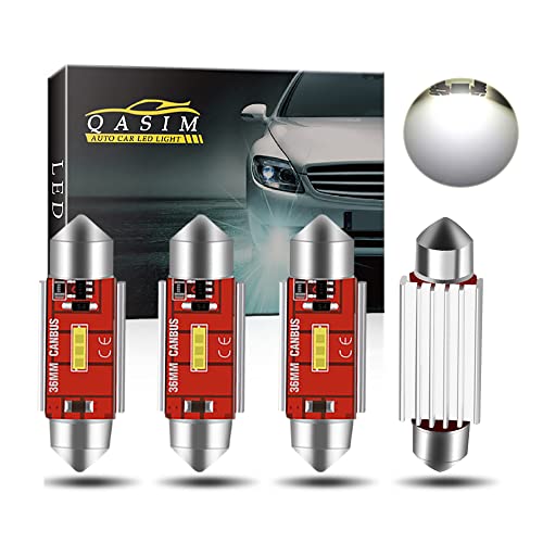 Qasim 4x LED C5W Festoon sin Errores 36MM Blanco para Automóvil Interior de Coche Luces Domo Luz Mapa Puerta Matrícula Bombillas DC9-28V