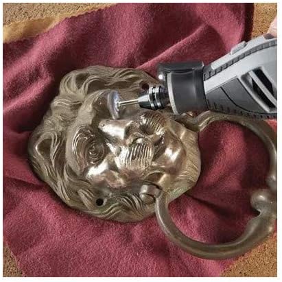 Polishing a metal door knocker with Dremel 4300-DR-RT
