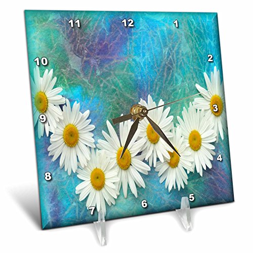 3dRose dc_36550_1 Daisy Chain-Desk Clock, 6 by 6-Inch