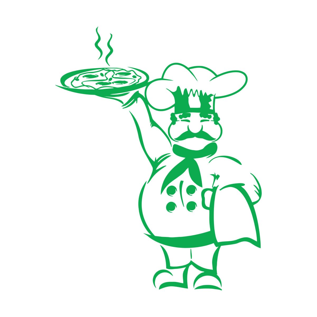 Chef Vinyl Wall Decal Pizza Italian Restaurant Kitchen Cooking Food Wall Stickers Pizzeria Decor Mural Removable Decals Small - 33x42cm — image 1