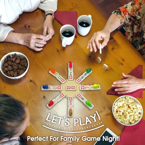 CHH Double 12 Mexican Train Number Dominoes – Travel Size with Zip Up Case, Hub & 8 Domino Trains – 91 Fun Size Numbered Dominoes - Thumbnail 6