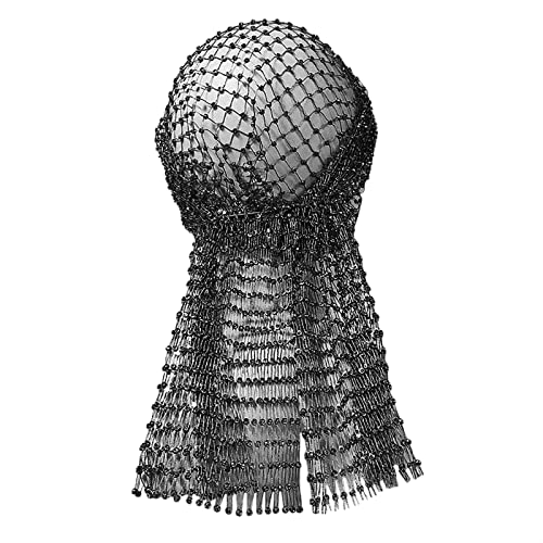 TINAYAUE Bling Hollow Headdress Veil Cap Fishnet Elastic Headband Rhinestone Mesh Headpiece Hair Hoop Crystal Turban Shining Flapper Head Wrap Scarf Accessories Women Girl - Image 2