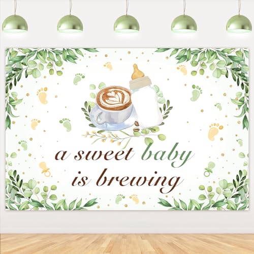 Toile de fond pour fête prénatale grand format thème café cozy