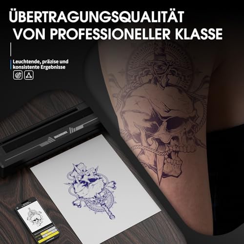 Dragonhawk Tattoo Schablonen Drucker Kabelloser Bluetooth für Smartphone & PC, tragbarer Thermodrucker, kompatibel mit Android, iOS, macOS, Windows – ideal für Anfänger & Profis