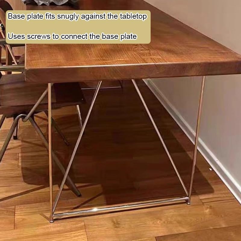 Stainless Steel Table Base, DIY Dining Screw Fixation Furniture Legs, Heavy Duty Bar Leg Workbench Support for Bench Side(23.6x27.6in/1pcs)