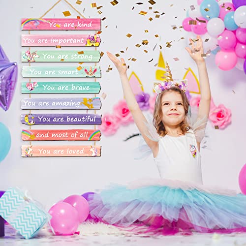 Set Of 9 Unicorn Rainbow Motivational Wall Art Wall Decors Valentine You Are Kind Strong Loved Positive Sign Wall Decors Unicorn Sign For Teen Girl Nursery Daughter Bedroom Niece Kids Present #TOP4
