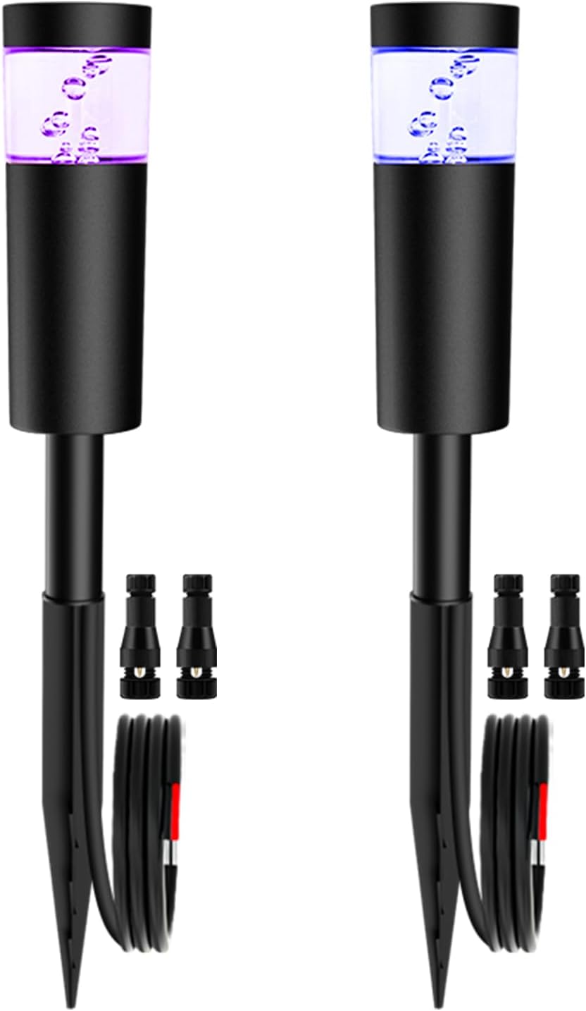 5W RGBW Low Voltage Landscape Pathway Lights with Connectors 12V Outdoor Landscape Lighting LED Bollard Path Lights Wired IP65 Waterproof RGBW Walkway Light for Garden Yard Lawn (2Pack)