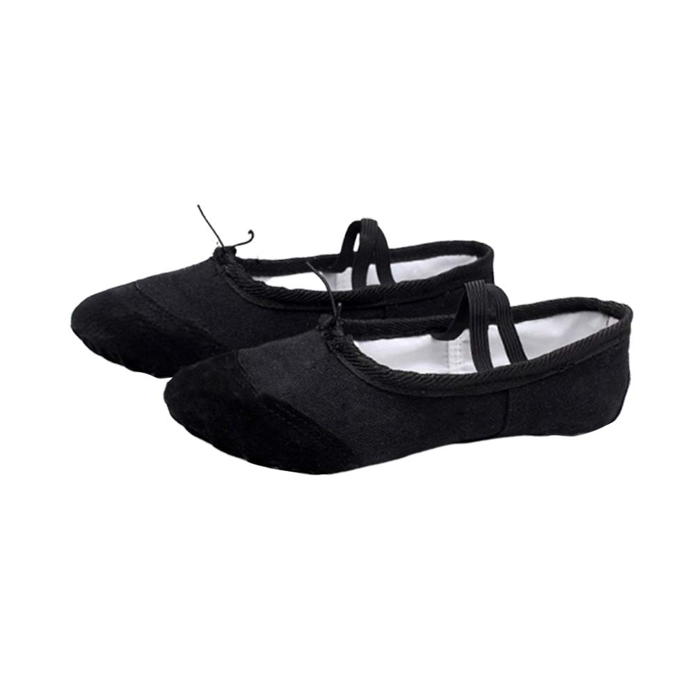Supvox Ballettschuhe Tanzschuhe Hausschuhe Leinwand und Leder für Kinder Kleinkind Mädchen Frauen Yoga Tanzschuhe Größe 22