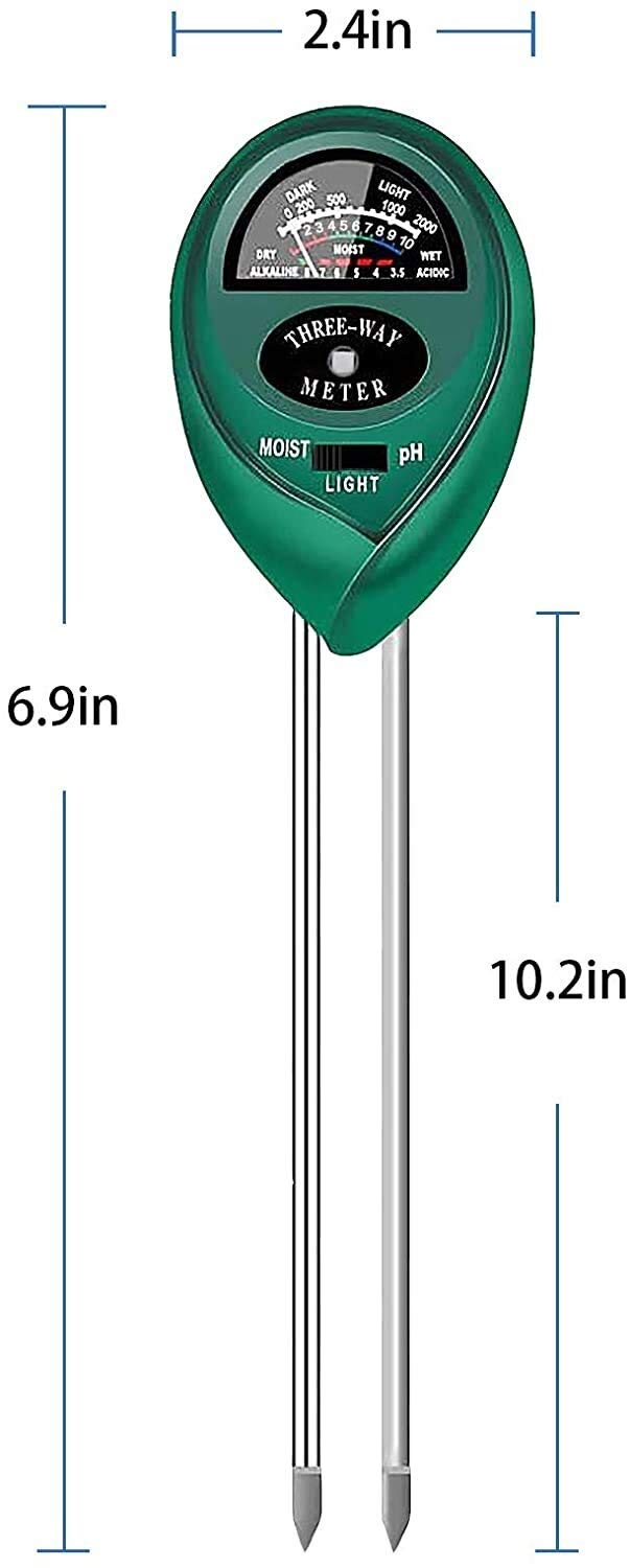 Langlebiges pH-Messgerät, 3-in-1-Bodentest-Set mit Feuchtigkeit, Licht und pH-Tester für Garten, Bauernhof, Rasen, Indoor/Outdoor Pflanzen Pflege messen (Größe: 2 Stück)