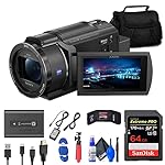Sony FDR-AX43 UHD 4K Handycam Camcorder (FDRAX43/B) + 64GB Memory Card + Bag + Card Reader + Flex Tripod + Memory Wallet + Cleaning Kit (Renewed)