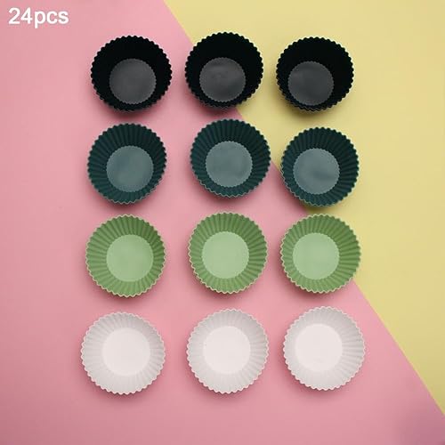 Miniatura 8 de 24 forros de silicona para cupcakes, tazas de silicona para hornear, forros reutilizables para magdalenas, resistente al calor, caja redonda