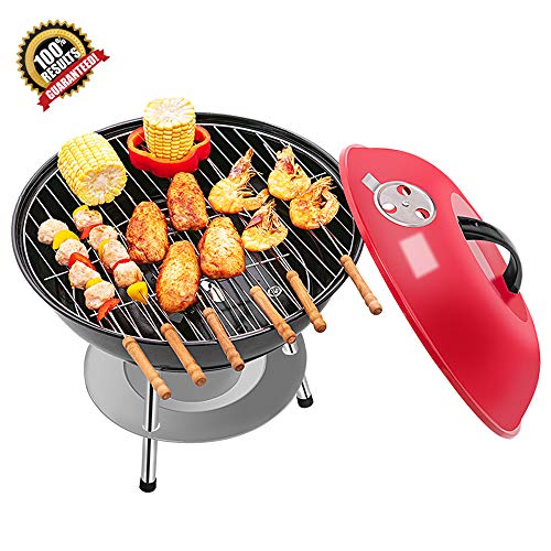 MUHONG Barbecue Grill Household Charcoal Grill Outdoor Portable Mini Barbecue Shelf Small Round Grill with Lid Oven Freestanding Barbecues Grill