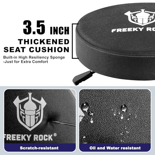 Image of Rolling Shop Stool with Wheels, Heavy Duty Garage Work Mechanic Stool with Backrest, Adjustable Height 360Swivel Rolling Chair with Tool Tray Storage, 330 LBS Capacity, Black