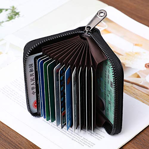 RFID Credit Card Holder Wallet with Zipper, Genuine Leather Credit Card Wallet for Women, Ladies Wallets2