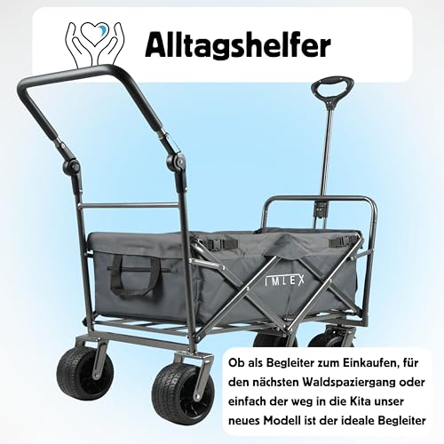 IMLEX Bollerwagen IM-4275 Faltbarer Bollerwagen mit Schiebegriff (Grau) – Bild 6