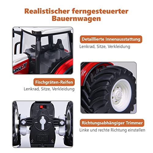 PENGBU RC Ferngesteuerter Traktor mit Anhänger, Traktor Spielzeug ab 3 4 5 6 Jahre, Traktor Ferngesteuert Ackerschlepper… – Bild 3