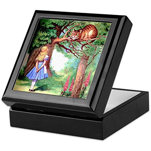 CafePress Alice & The Cheshire Cat Keepsake Box, Finished Hardwood Jewelry Box, Velvet Lined Memento Box