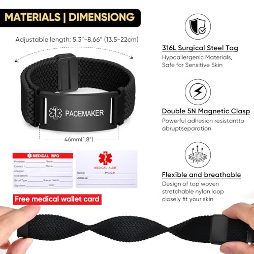 Pulsera de identificación médica elástica para hombres y mujeres miniatura 5