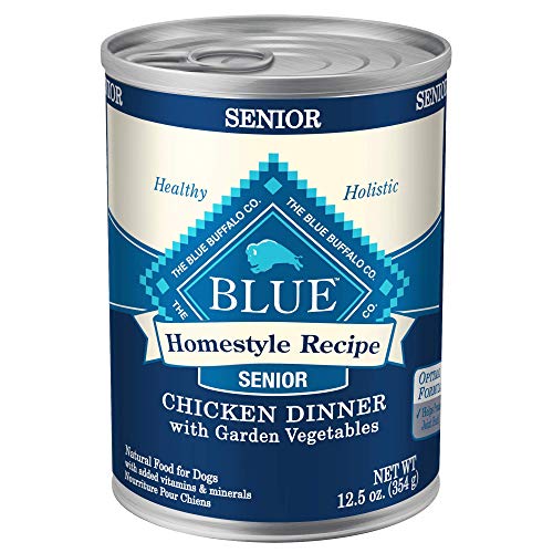 Blue Buffalo Homestyle Recipe Chicken & Vegetable Dinner Paté Natural Wet Dog Food for Senior 7+ Dogs, Made with Natural Ingredients, Vitamins & Minerals, 12.5-oz. Can (12 Count)