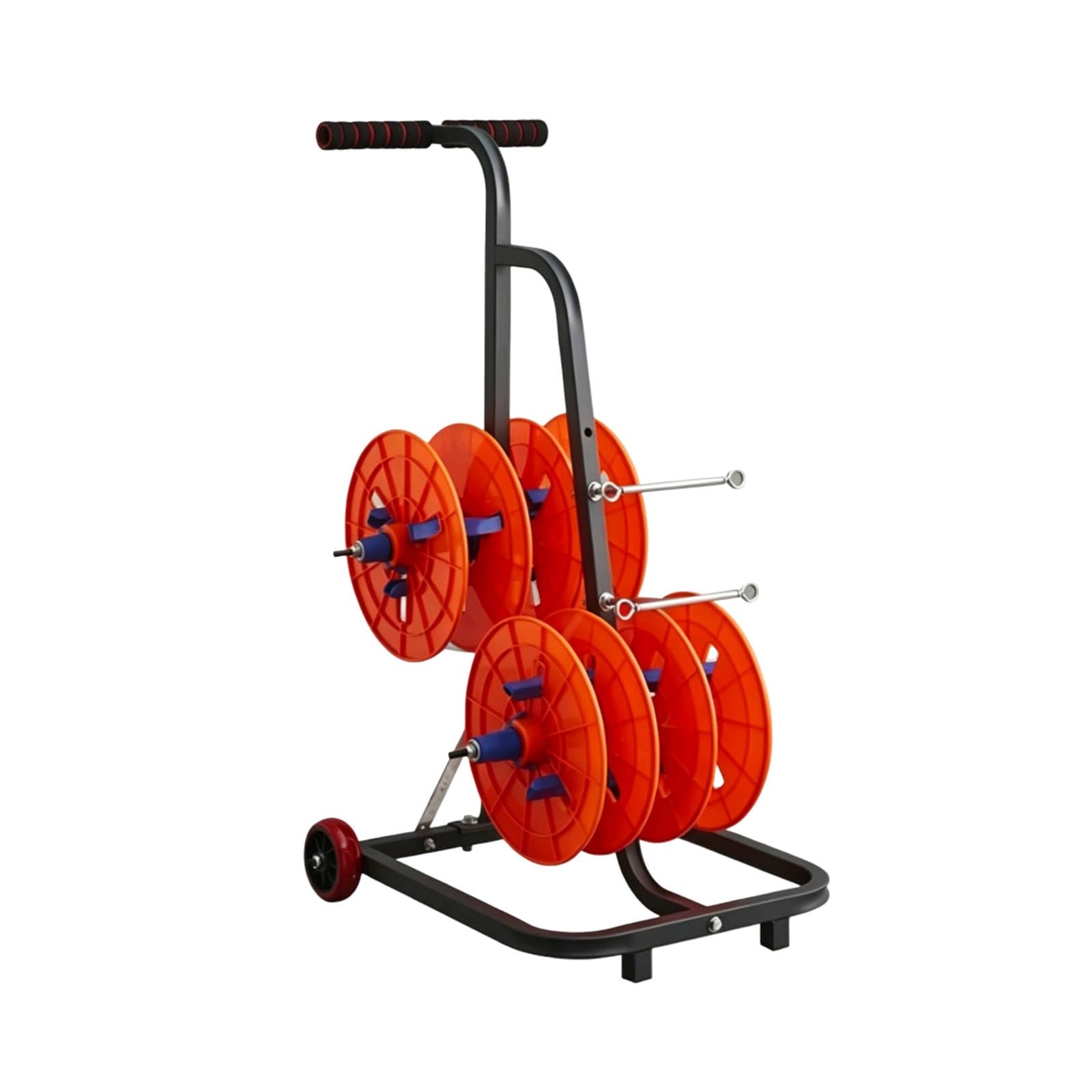 Heavy Duty Extension Cord and Hose Reel, Commercial Wire Rack Dispenser with 4 Reels, Rope Storage Reel for Urban Power Distribution Projects
