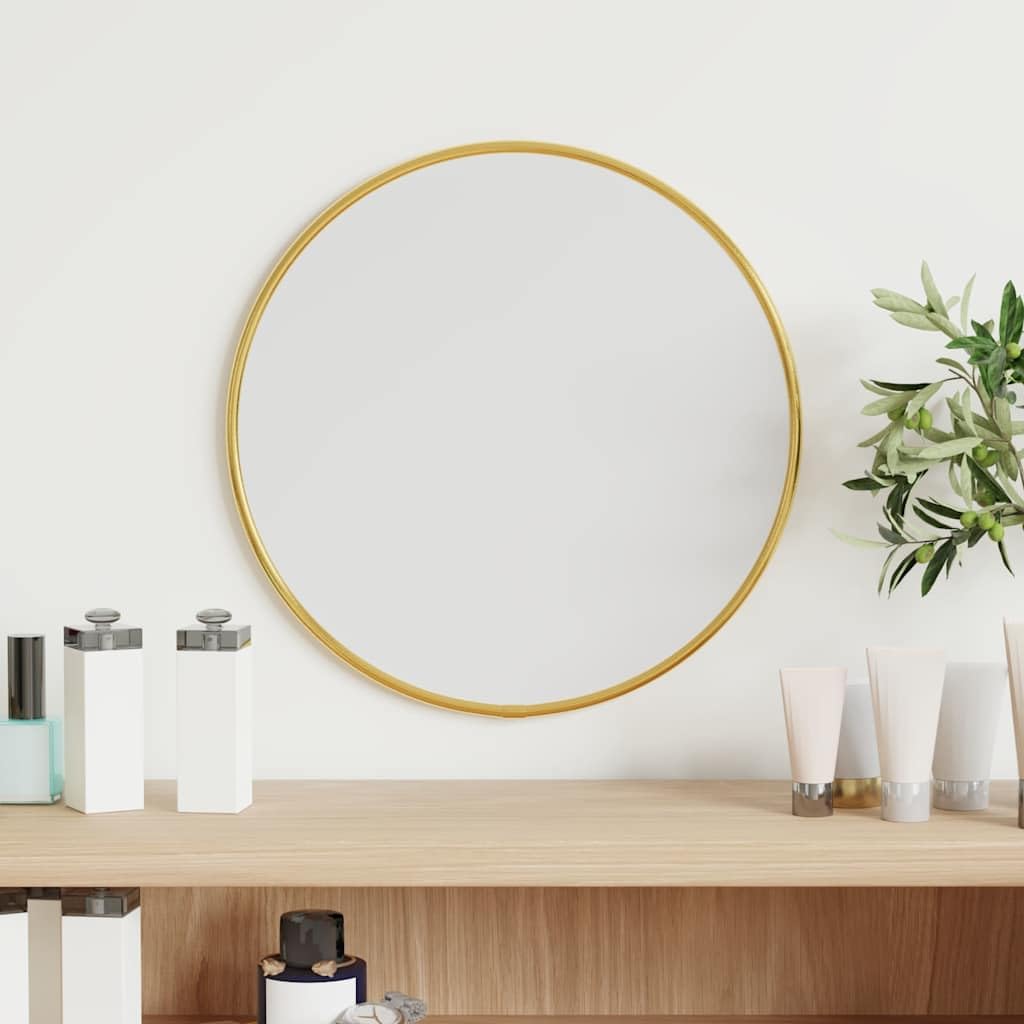 Wandspiegel Golden Rund Ø 30 cm mit PVC-Rahmen, Dekorationsspiegel für Badezimmer, Schlafzimmer, Flur und Wohnzimmer, Kosmetikspiegel zur Wandmontage für Styling und Rasur