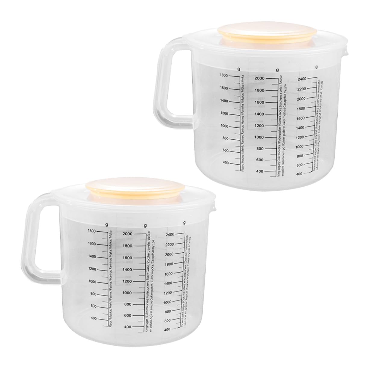 Zerodeko 2 piezas Jarra Medidora de Plástico con Tapa Antisalpicaduras Clara para y Taza Medidora Grande para Repostería y Uso Doméstico