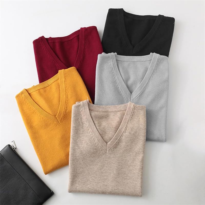 Men's Sleeveless Loose Warm Sweater Vest Solid V-Neck Pullover Knitted Vest Waistcoat4