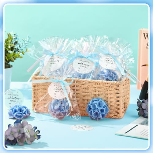 demissle hydrangea soap baby shower favors wedding gift scented flower soaps bulk with thank you card for wedding favors for guestsblue20 pcs