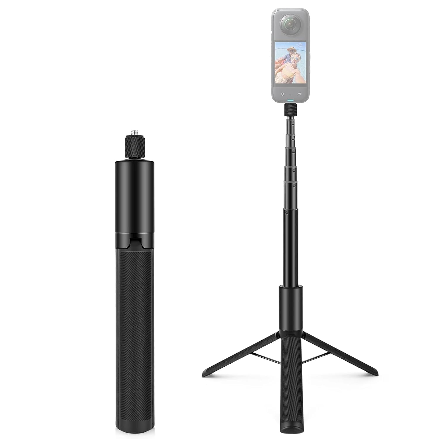 Adofys 122cm 2-in-1 Invisible Selfie Stick + Tripod, Aluminum Alloy Retractable Invisible Selfie Stick Tripod for Insta360 X5/x4/ X3 (Black) ONE R/RS, DJI Osmo Action Series-image-27