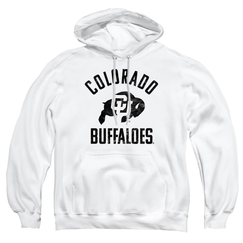 University of Colorado Official One Color Buffaloes Logo Unisex Adult Pull-Over Hoodie, White, Medium