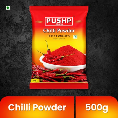 Image of PUSHP Brand Red Chilli Powder 500g, Lal Mirch Powder with natural Oils | Patna Quality Lal Mirchi Powder | Perfect for Cooking, Pickles, Gravies & Traditional Indian Dishes