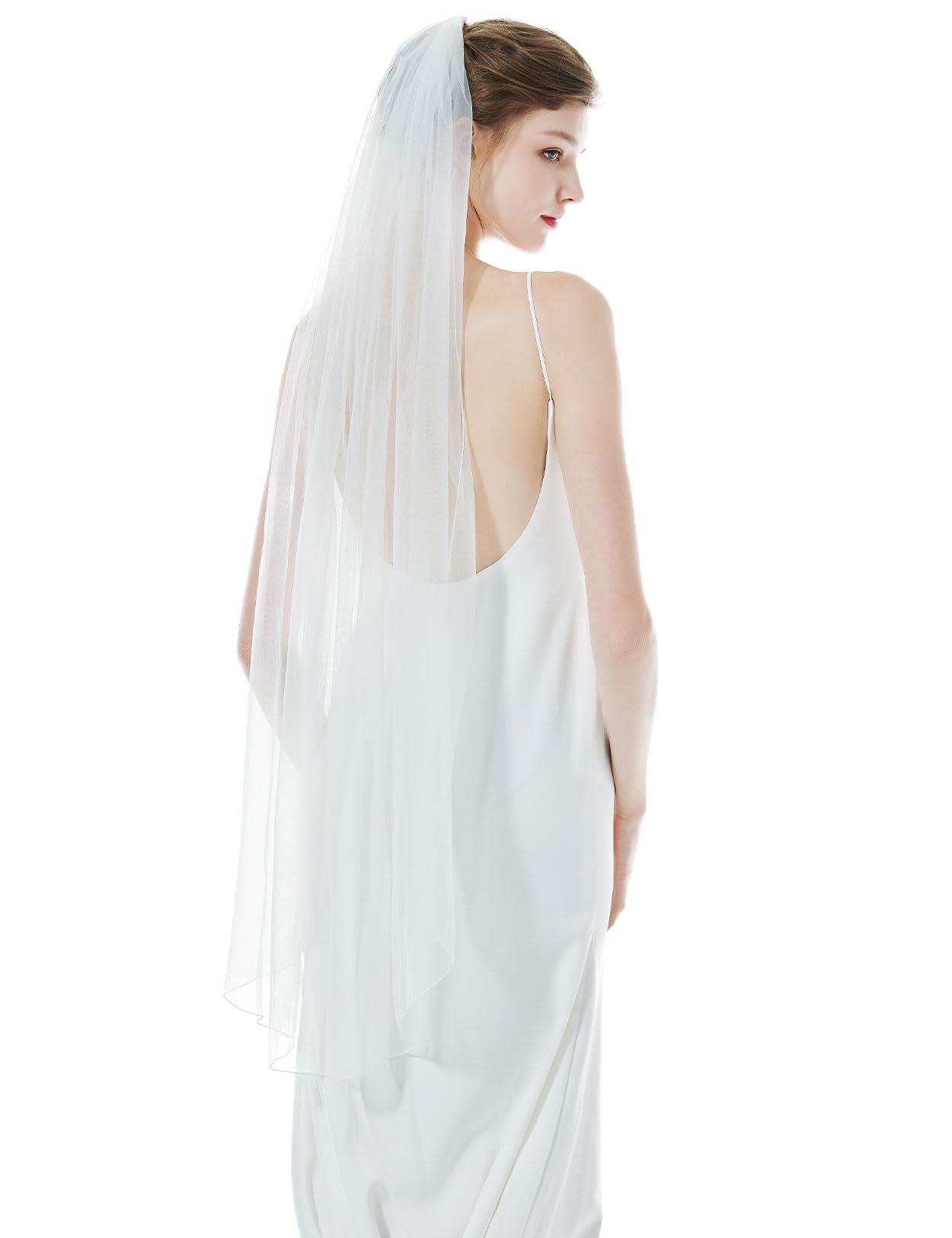 BEAUTELICATE Velo da Sposa Tulle Lungo Nozze Monostrato Addio al Nubilato Accessori Morbido Velo Avorio Bianco