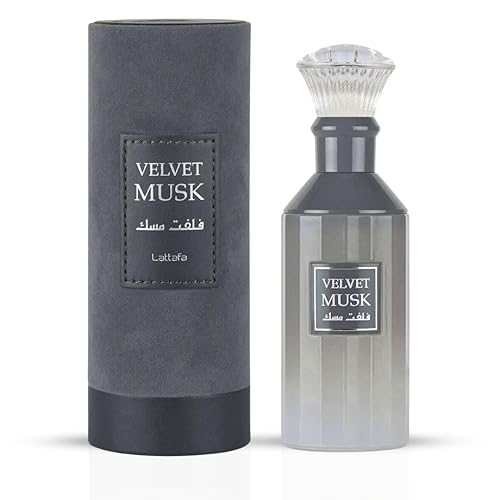 Lattafa Velvet Musk - Eau de Parfum - Perfume en espray suave, polvoriento, amaderado, fragancia de larga duración para unisex, 3.4 onzas  3.4 fl oz
