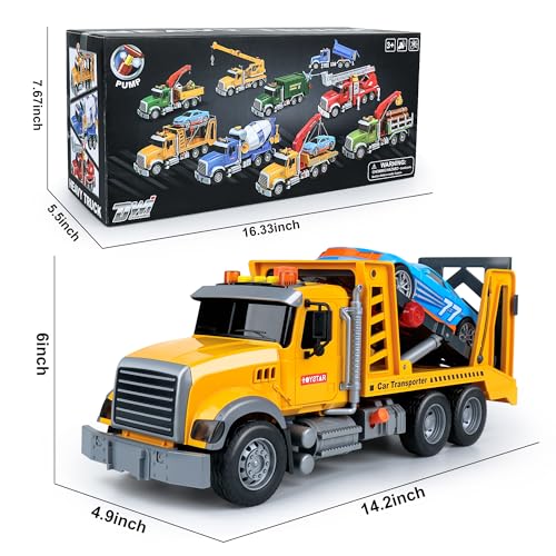 Image of Dwi Dowellin Toy Truck Transport Cars Carrier with Racing Car for Kids Toddlers,Birthday Gifts for Boy Toddler Child 3 4 5 6 Years Old