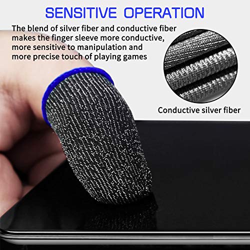 Image of Newseego Finger Sleeve Sets for Gaming Mobile Game Controller Thumb Sleeves [10 Pack], Anti-Sweat Breathable Touchscreen Sensitive Aim Joysticks Finger Set for Rules of Survival /Knives Out (Blue)