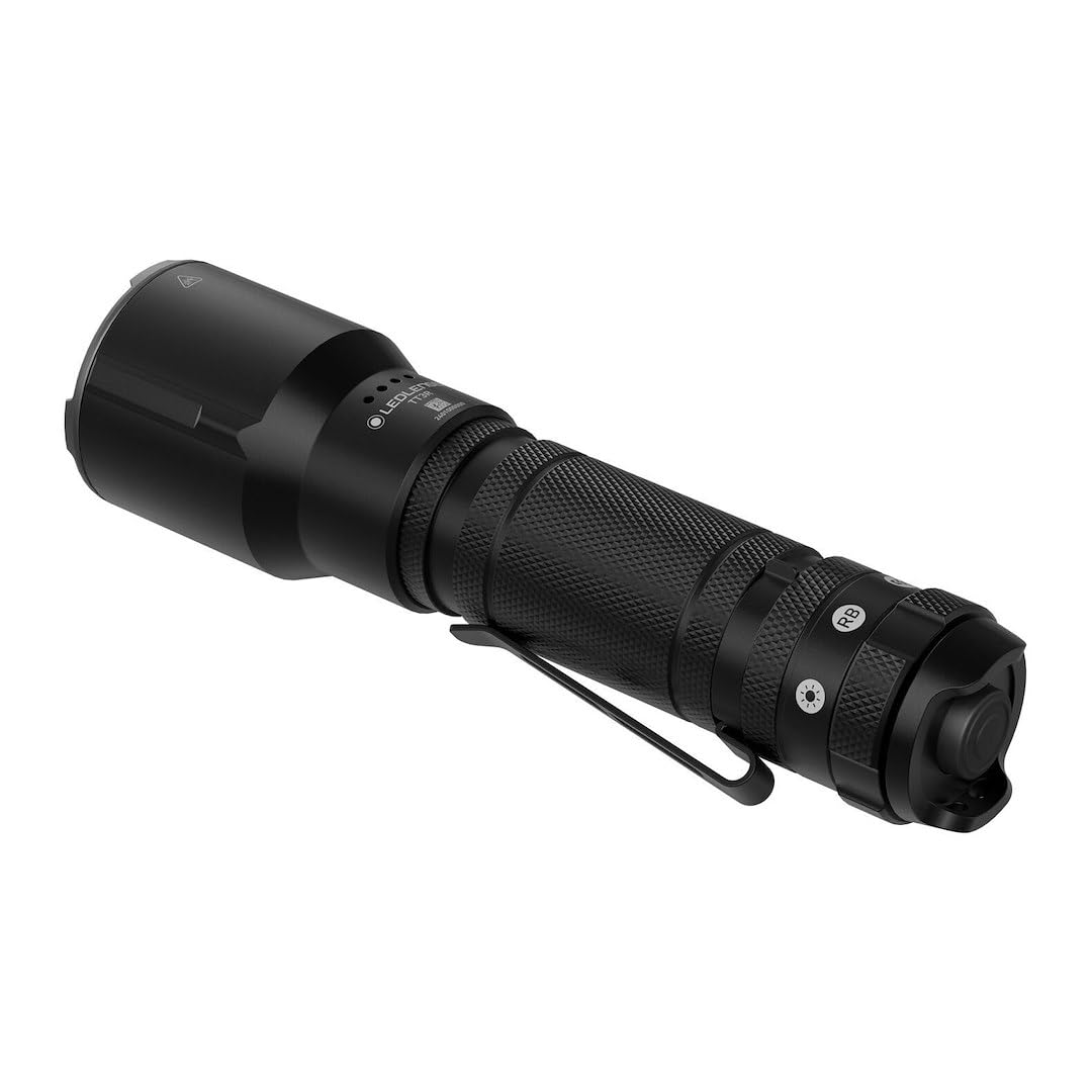 Ledlenser TT3R latarka taktyczna 1900 lm, LED do ponownego ładowania przez USB-C, 7 trybów pracy, w tym stroboskop, czerwone i niebieskie światło, zoom 300 m, IP68, policyjne jednostki specjalne