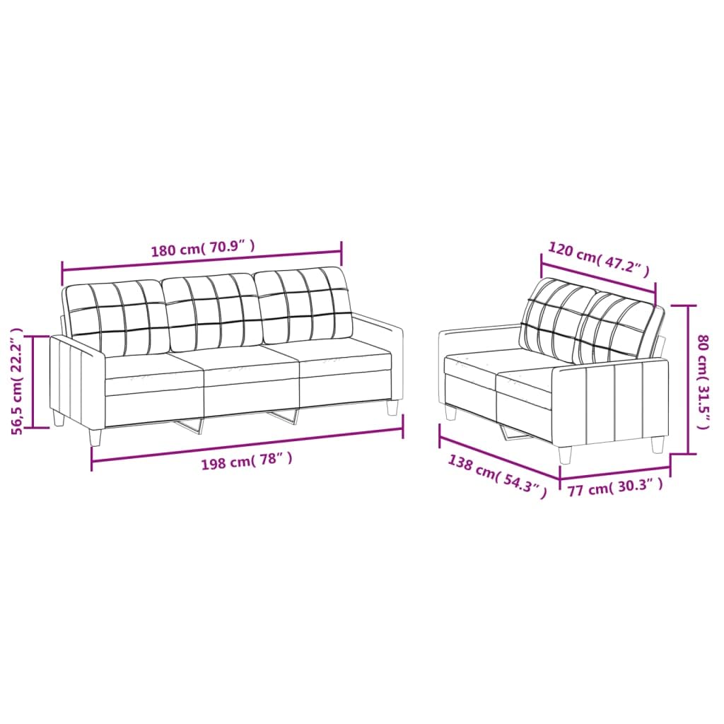 SECOLI Set di divani, 3 posti + 2 posti, 3-2 divani, per soggiorno, divano, lounge, in ecopelle, color crema