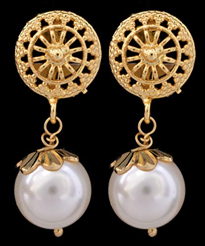 Image of Radha's Creations brass Ruby Emerald stud earrings one gram gold for women and girls one gram gold